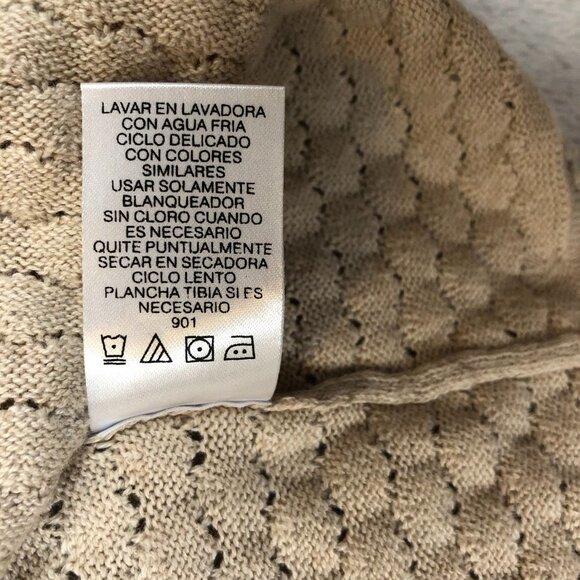 Mercer Street Studio Womens Cardigan Sweater Large Beige Open-Front Crochet Boho - Picture 6 of 12